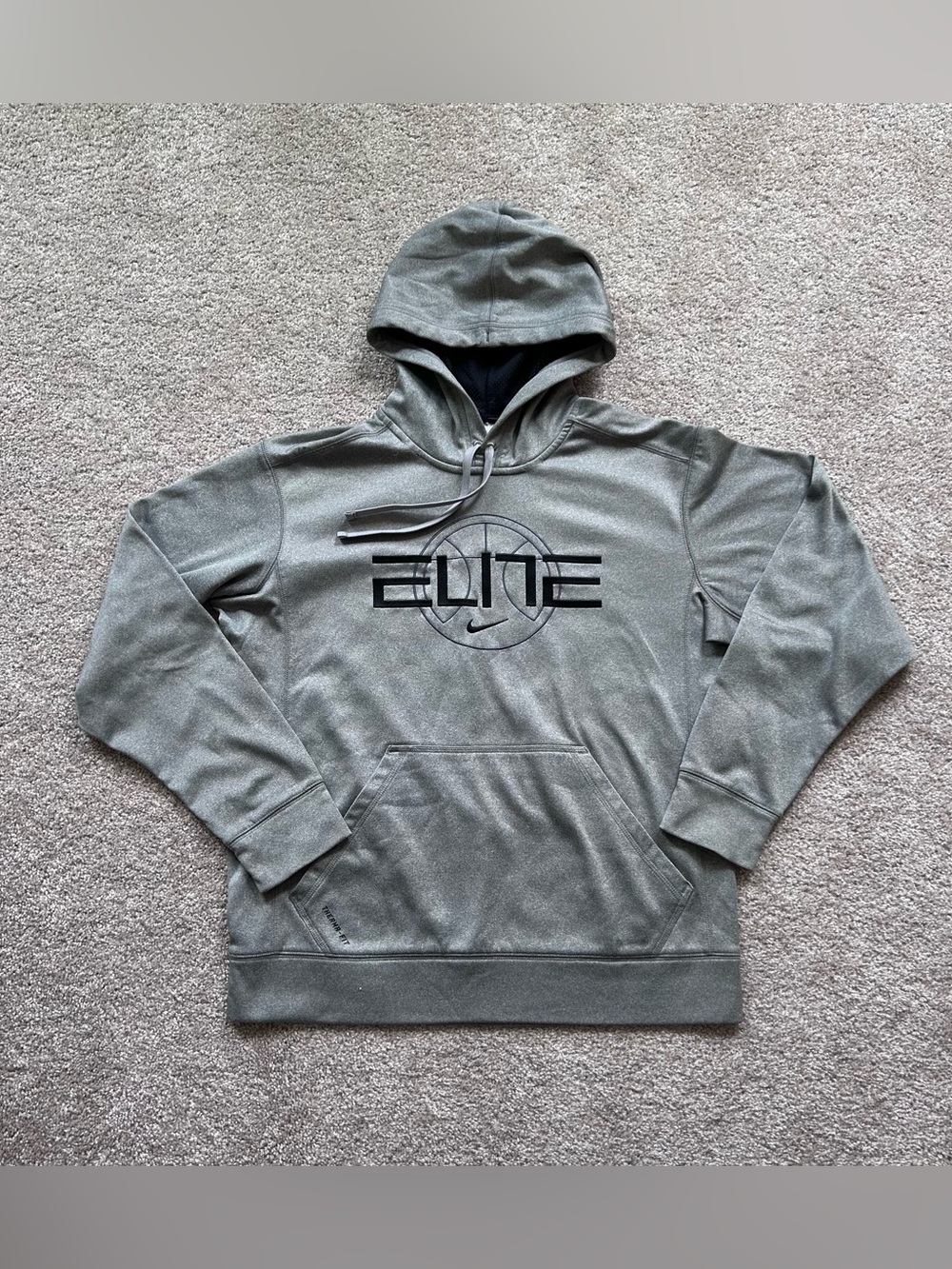 Nike Elite Therma-FIT Hoodie Mens Medium Gray Basketball Fleece Pullover M